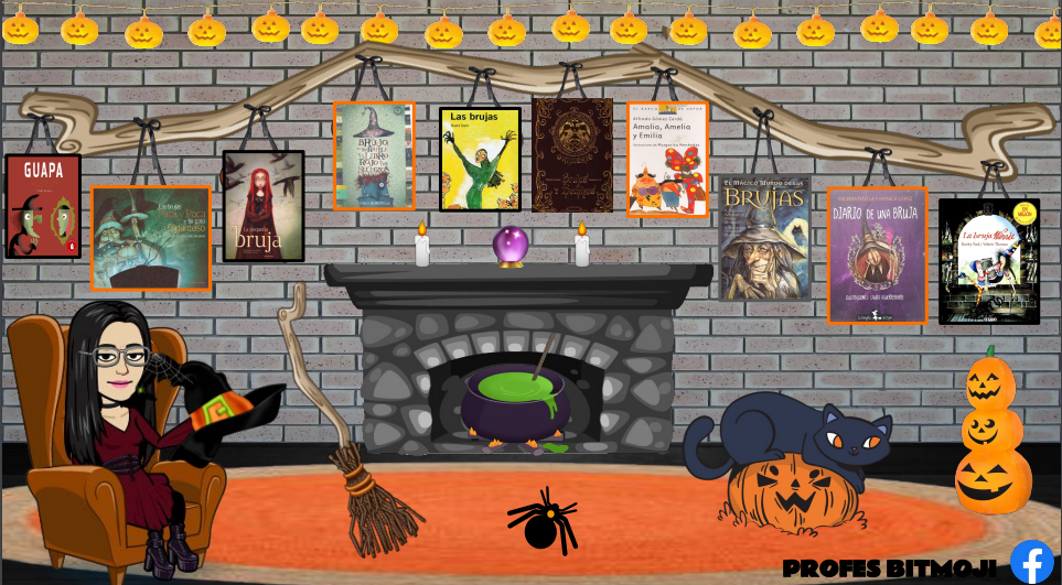 Biblioteca de brujas para Halloween